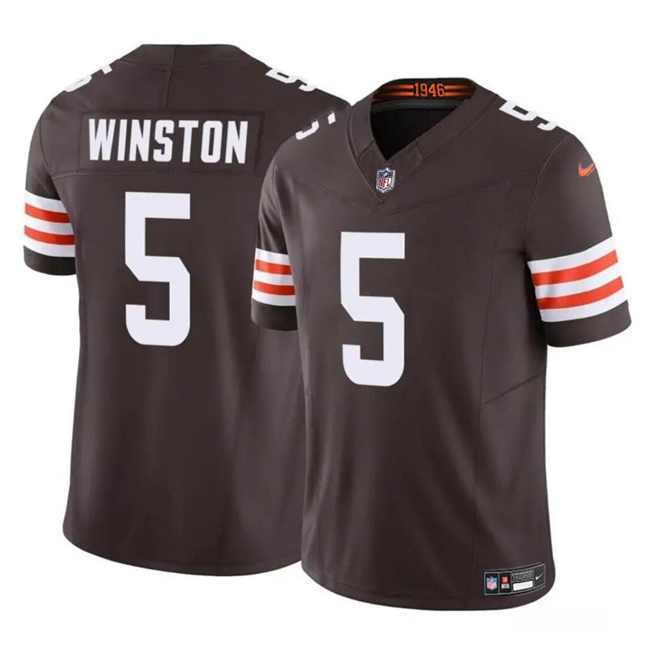 Youth Cleveland Browns #5 Jameis Winston Brown 2023 F.U.S.E Vapor Limited Stitched Jersey